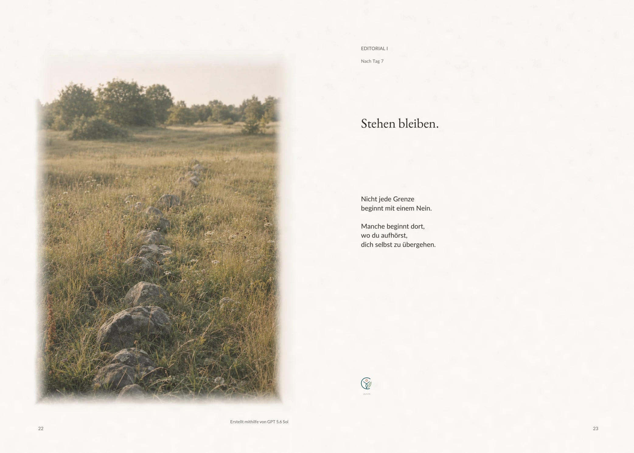Erste Editorial-Doppelseite aus GRENZEN